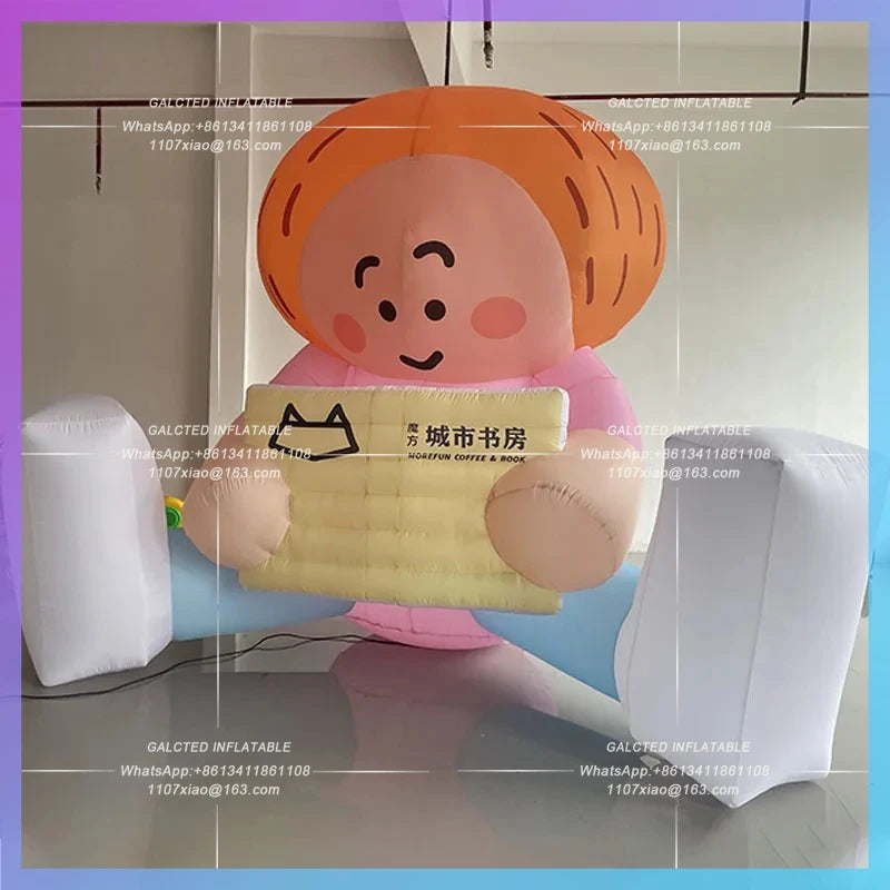 Library City Landmark World Inflatable cartoon reading villain Readers Air Model Book Day cultural atmosphere lighting
