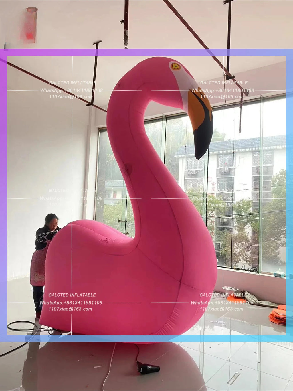 outdoor theme activities show Giant Inflatable Flamingo Model Zoo amusement park decorative props can be customized