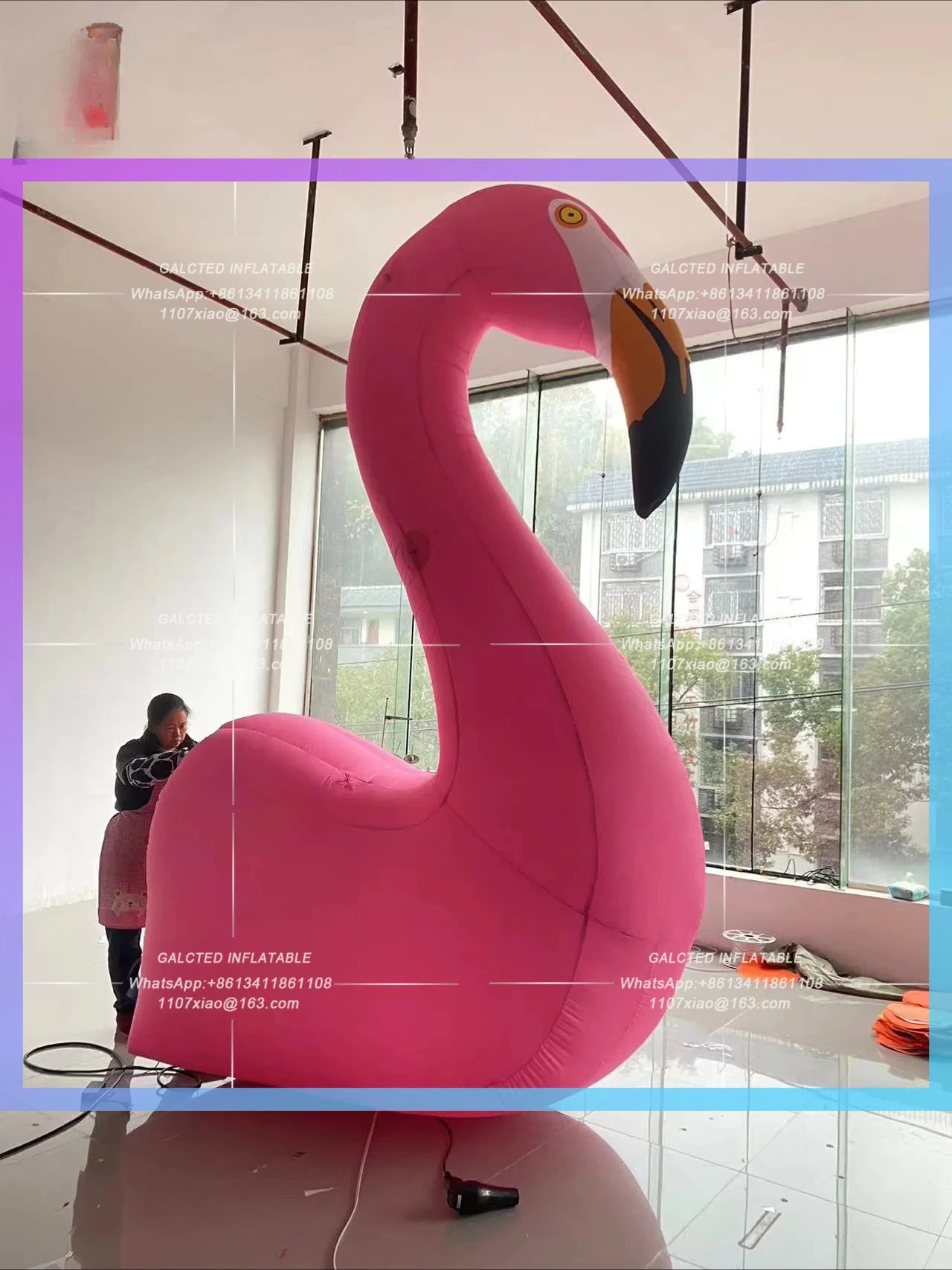 outdoor theme activities show Giant Inflatable Flamingo Model Zoo amusement park decorative props can be customized