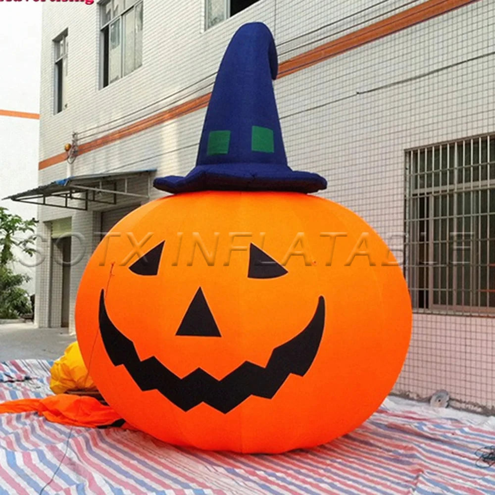 Halloween DecWitch Hat Party Supplies oration 6M 20ft Giant Inflatable Pumpkin With LED Lights Outdoor Yard Ornament Pumpkin And