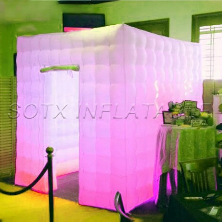 foldable curtains for sale Bright led lights inflatable photo booth cabinet,photo selfie print station autodyne cube with