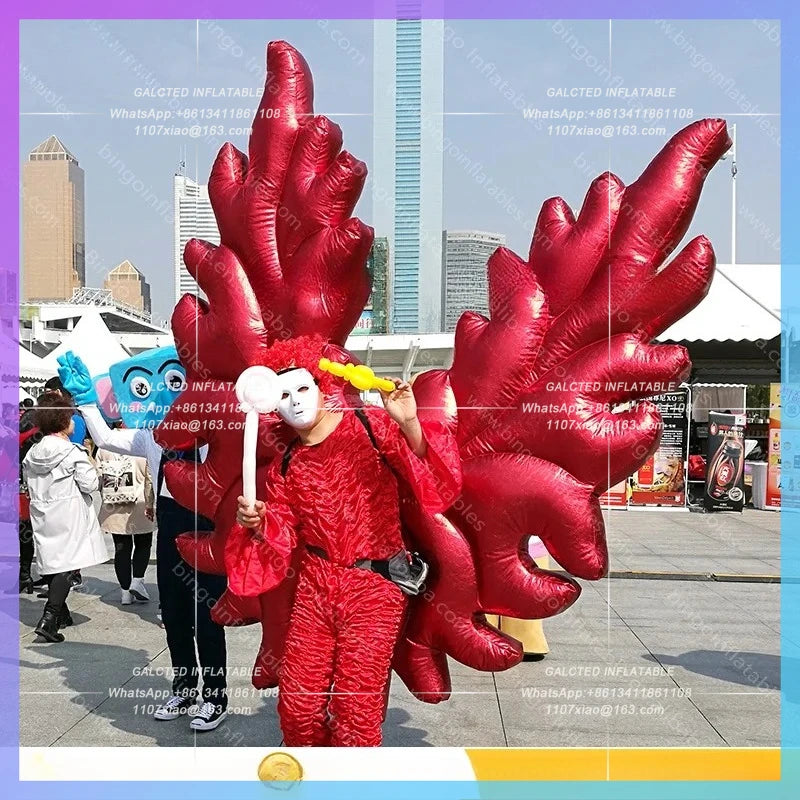 Inflatable Wings Costume for Promotion Free Shipping 2X2 M Red Inflatable Angel Wings  Vivid Butterfly Wings Clothing Stage Toys