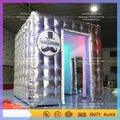 Inflatable Photo Booth Tent Silver Color Photo Booth High Quality 2.4X2.4X2.4 Meters LED Lighting  For Wedding Party Toy Tents
