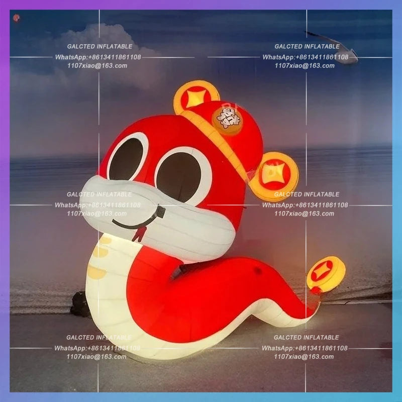 inflatable snake red lucky new year Customize production  cartoon animal big eye snakes new year decoration