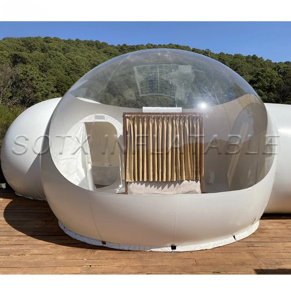Hotel GlampingBig Clear Top Outdoor Inflatable Bubble Tent House Campaign Dome With Bedroom And Toilet For Camping Transparent