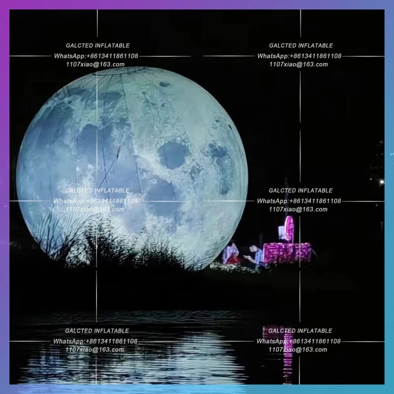 oxford inflatable moon giant customize planet Night atmophere decoration white led light balloon moon