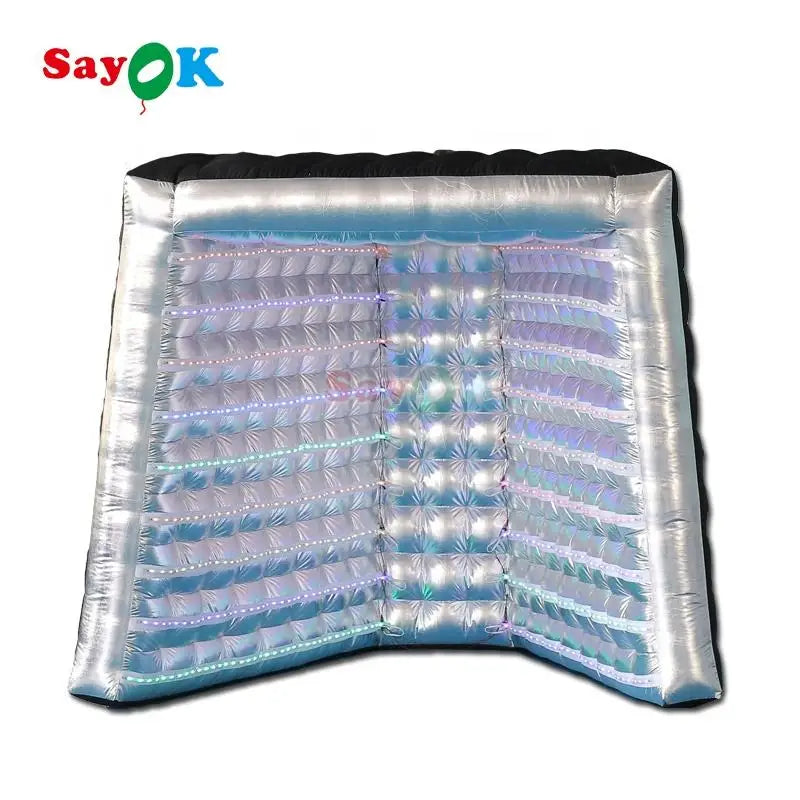 Wedding Event Decor Inflatable V Shape Photo Booth Tent LED Inflatable Photo Booth Backdrop with Air Blower for Party