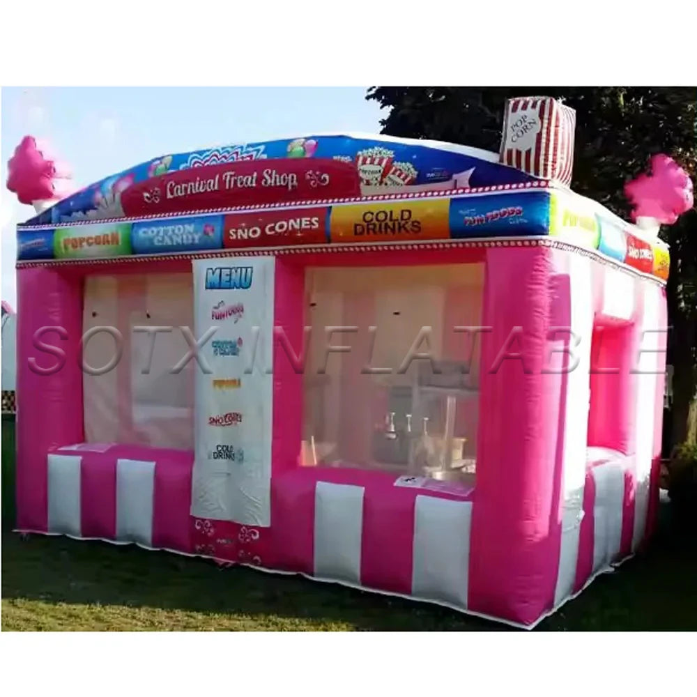 For Advertisin New Pink Inflatable Concession Stand Portable Carnival Inflatable Treat Shop Tent Stand Booth Candy Popcorn Store