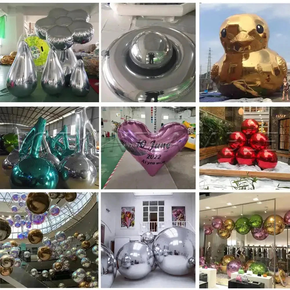 Nightclub Wedding Events Hot Sale Valentine's Day Decoration Inflatable Heart Mirror Reflective Large Heart Balloon For Party