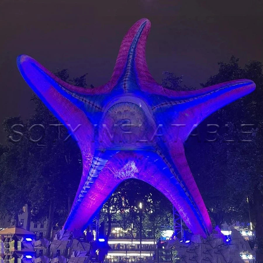 Wall Decoration Amazing Inflatable Starfish Monster with Led Lights Star-shaped Sea Animal Model With One Eye For Building