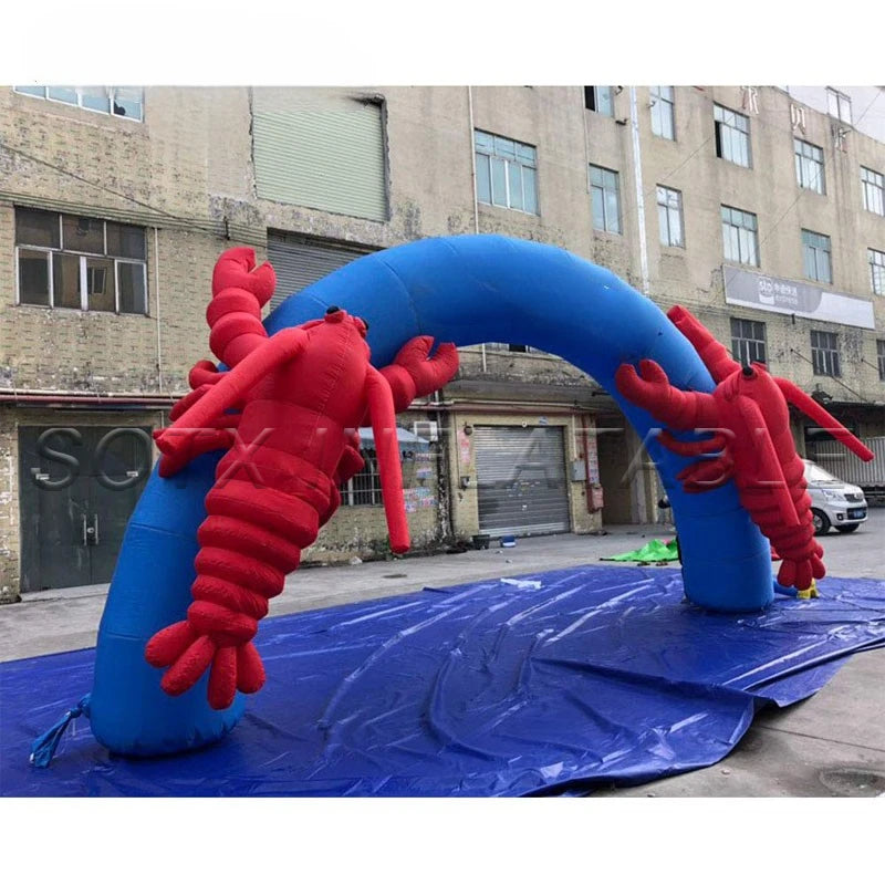 Yard Decor 7.5m Inflatable Lobsters Arch with Lobsters Inflatable Advertising Archway with Air Blower for Outdoor Holiday