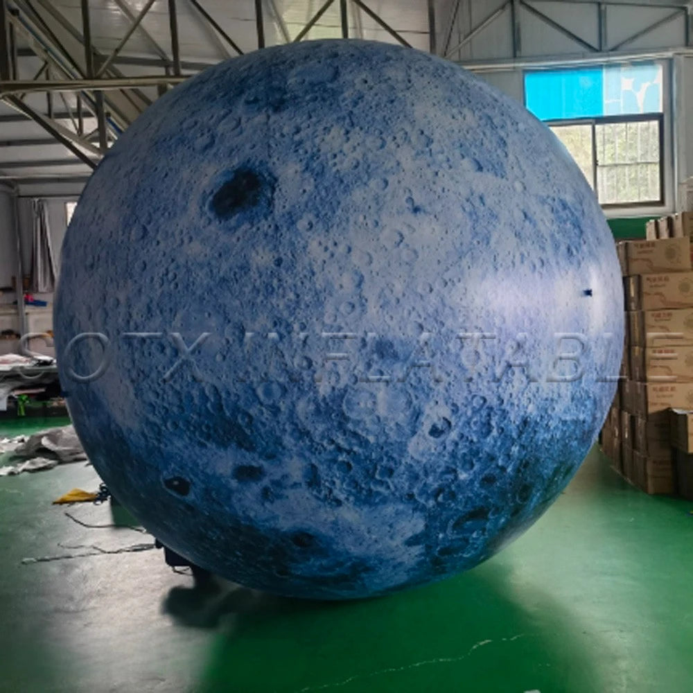 Event Decoration 10m Blow Up Giant Inflatable Moon With LED Lights Outdoor Inflatable Planet Moon Balloon For Party
