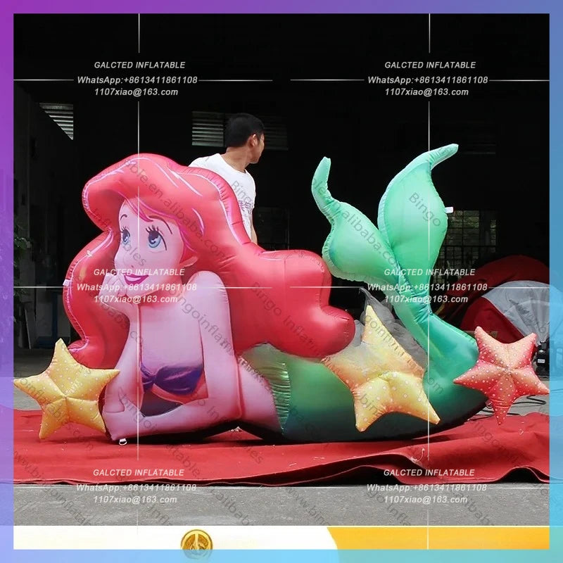 Inflatable Mermaid Cartoon Character Hot Sale Inflatable Mermaid Balloon Giant  for Ocean Theme Decor Party Outdoor toy
