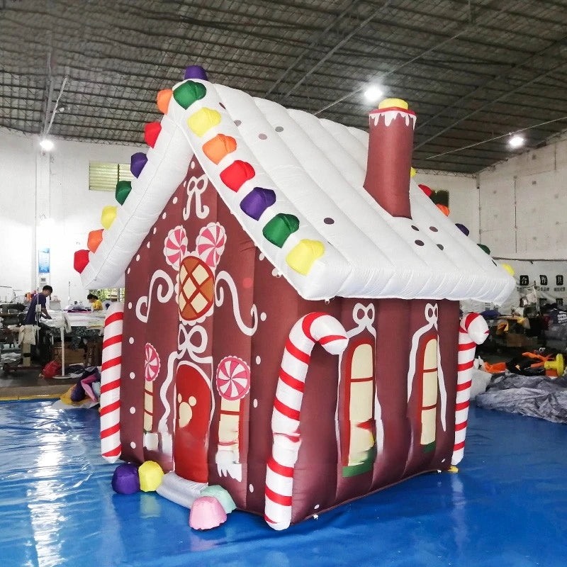 Christmas Customized Inflatable 2.7x2.7x3 Meters Inflatable Blow Up Candy House Xmas Villa For Christmas Party/Outdoor Display