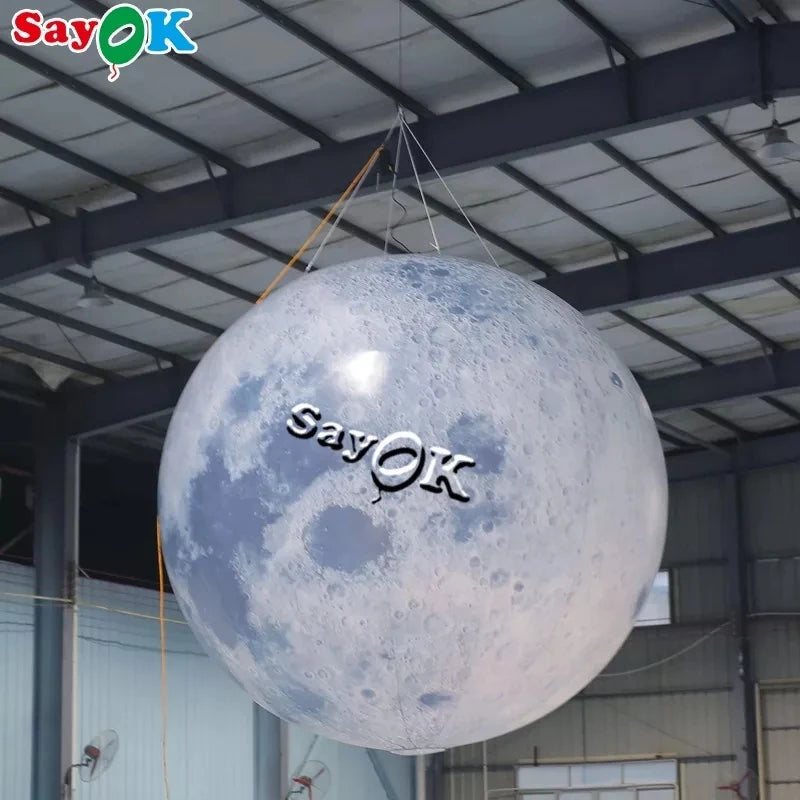 1.5m/5ft Inflatable Earth Inflatable Moon InflatableDecoration Giant Inflatable Planet with Led Light Hanging Decoration