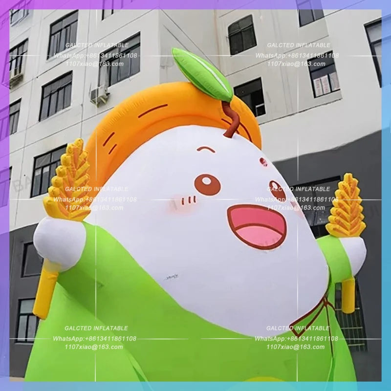 green food advertising cartoon 4meter customize inflatable wheat farmer plant yard wheat man for farm autumn theme activity