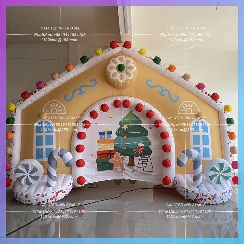Gingerbread House model Giant inflatable Candy House Arch Christmas festive atmosphere is decorated with luminescent props