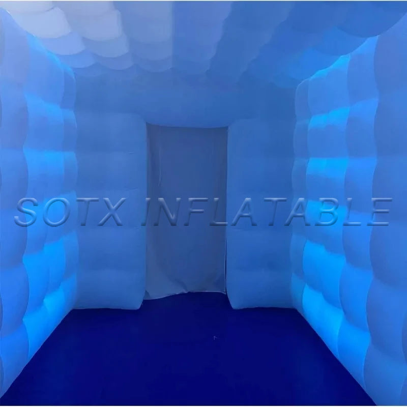 Exhibition Show 8m LED giant Inflatable Marquee Inflatable Air Cube Tent House with Blower Lighting Tent for Party Event
