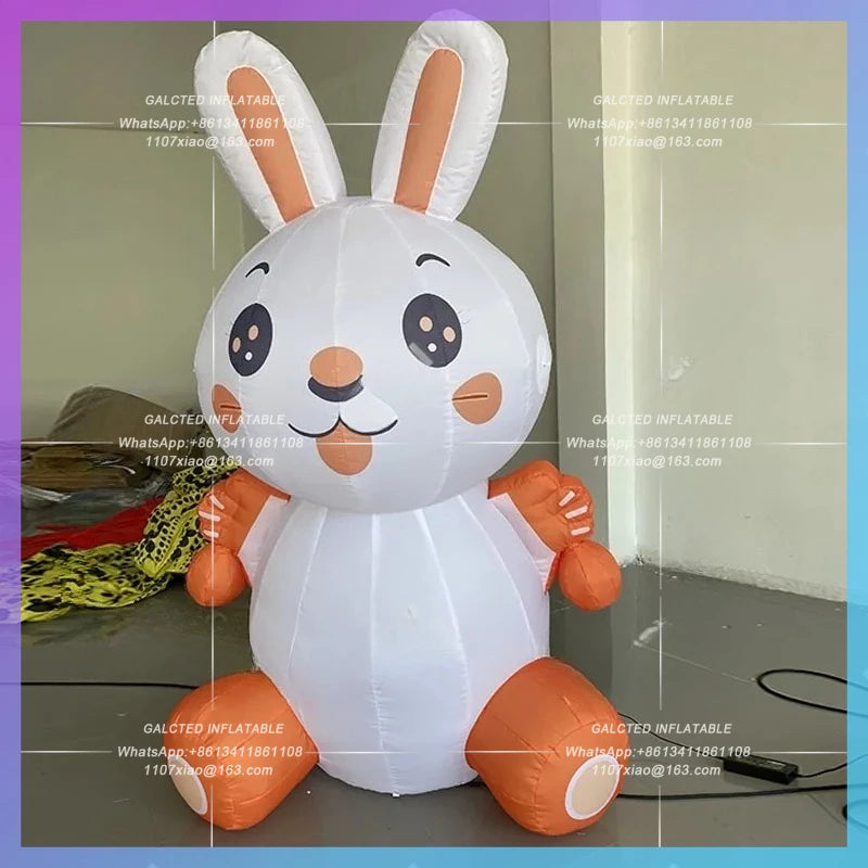 small orange wings custom-made Inflatable cartoon rabbit model with mid-autumn Festival market lighting props