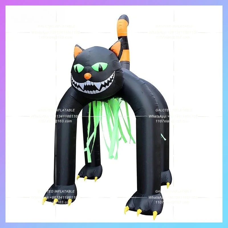 Inflatable Black Cat Arch Halloween Customized 3.2x2.5x4 Meters  Decoration For Sale