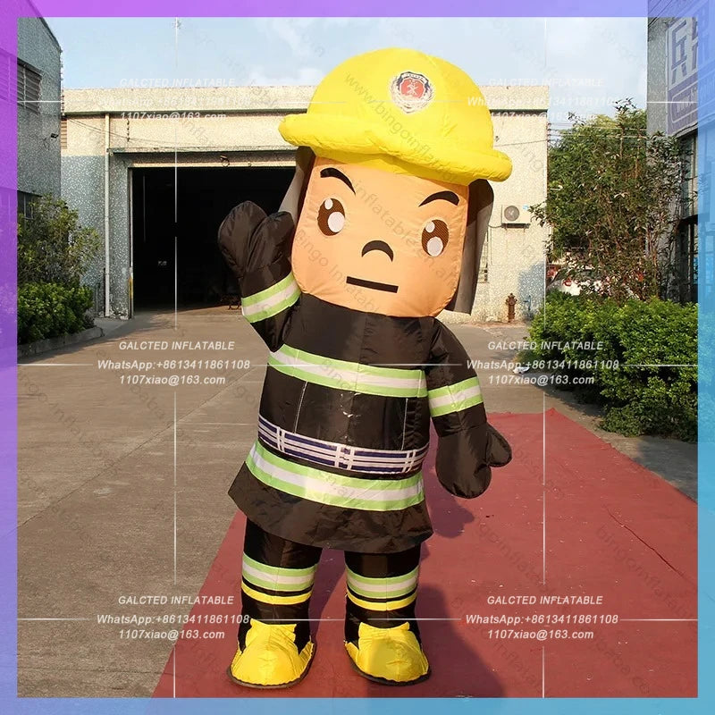 Inflatable Fireman Costume Fireman 2.2m High  Walking Costume For Events Inflatable Costume-Inflatable Toy