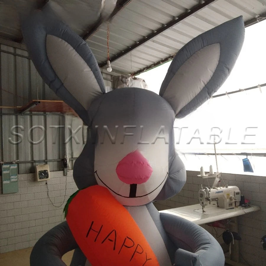 Advertising and Parties Inflatable Easter Bunny Decoration "Sitting Rabbit with a Big Carrot in Hand" Cartoon Decorations for