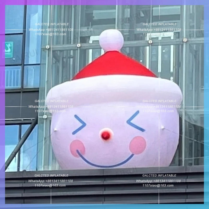 decoration ski slope advertising Inflatable christmas snowman hat for street
