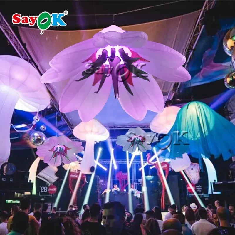 Inflatable Flower Hanging Decoration Giant Inflatable Flower with Remote Controller Air Blower for Ceiling Bar Advertising