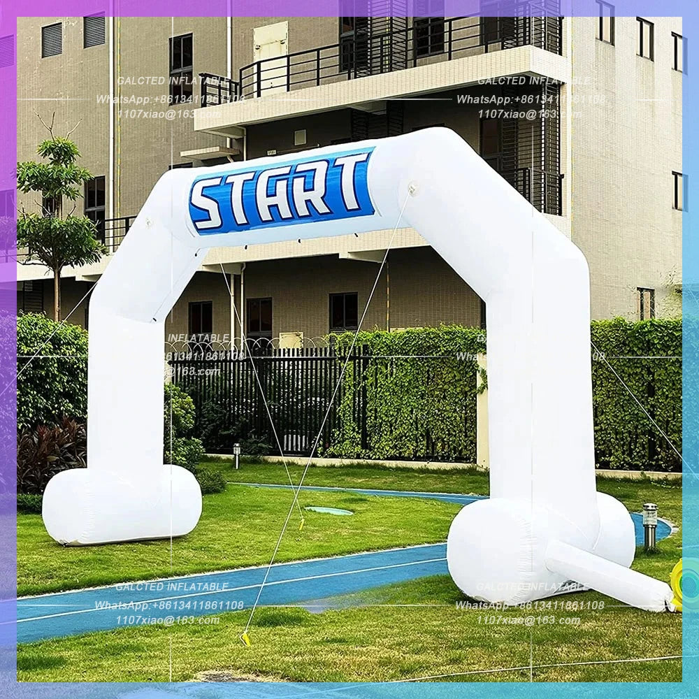 Inflatable Start Finish Line Rainbow Colorful With Replaceable Banner Free Standing Inflatable Race Arch For Outdoor Advertising