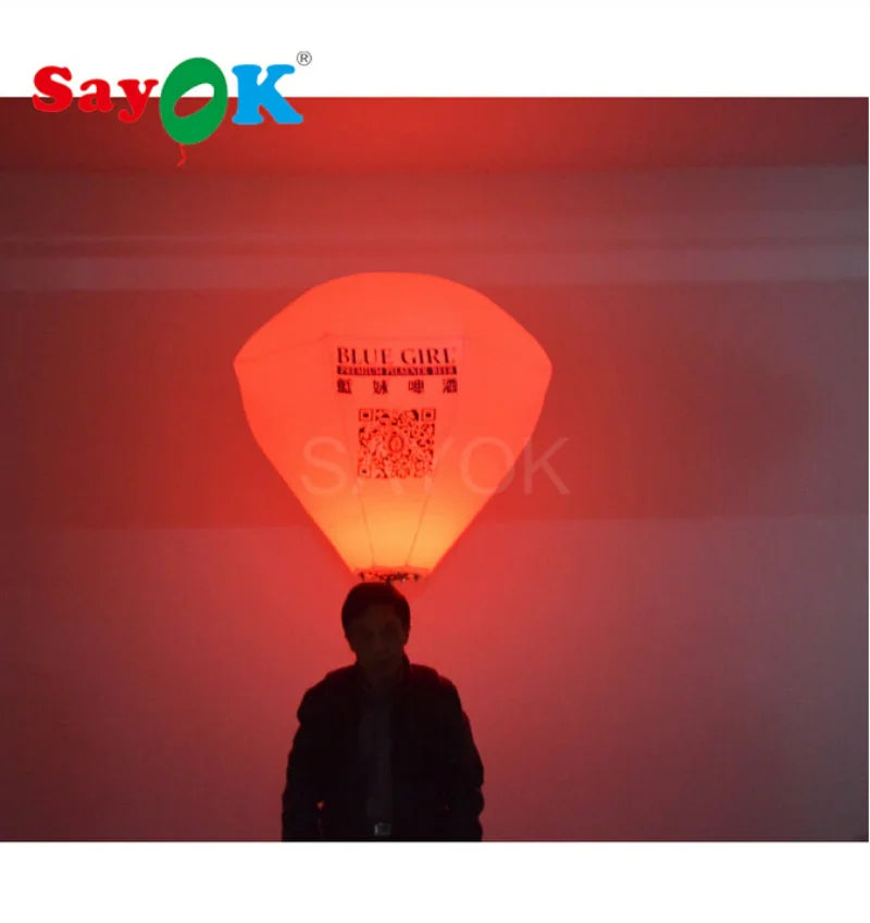 0.8m LED Inflatable Diamond Balloon Walking Inflatable Diamond Backpack Balloon for Advertising Party Show Promotion