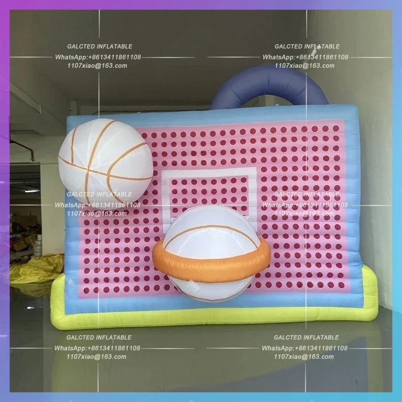 sports games hanging in the atrium Inflatable cartoon custom basketball hoop model  NBA atmosphere hanging lights props