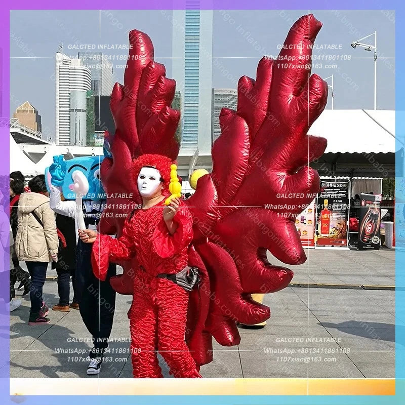 Inflatable Wings Costume for Promotion Free Shipping 2X2 M Red Inflatable Angel Wings  Vivid Butterfly Wings Clothing Stage Toys