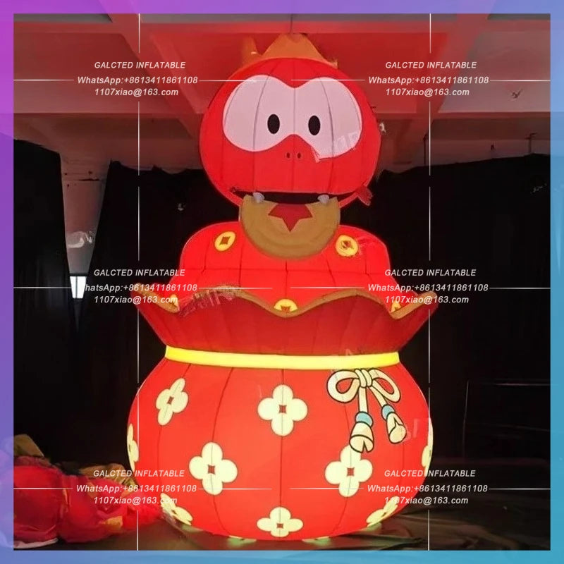 inflatable snake lucky bag red cartoon 2025 customize design inflatable animal gold coin snake chinese year decoration