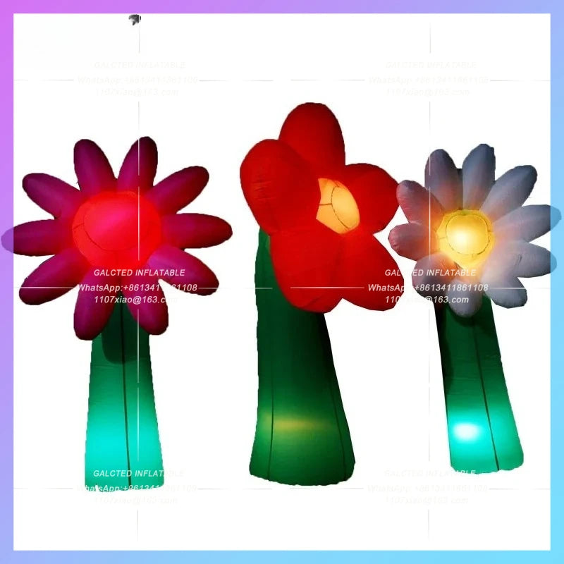 Inflatable Flower Model Balloon Commercial Inflatable 2.5 Meters Tall With LED Lighting For Party Games Decoration-Toys