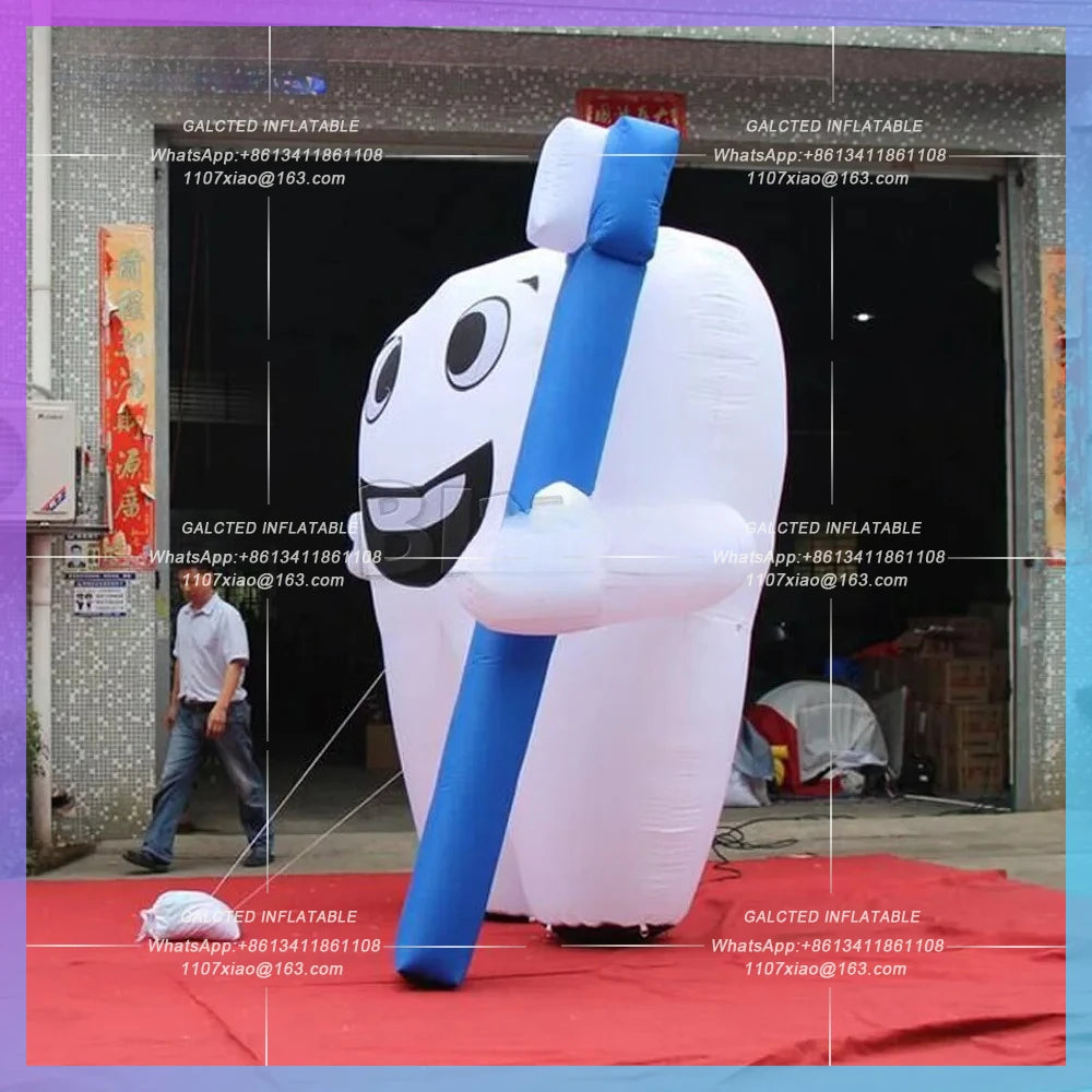Inflatable Tooth Cartoon Model Dental Giant Inflatable Tooth Balloon With Blower And Toothbrush For Outdoor Advertising