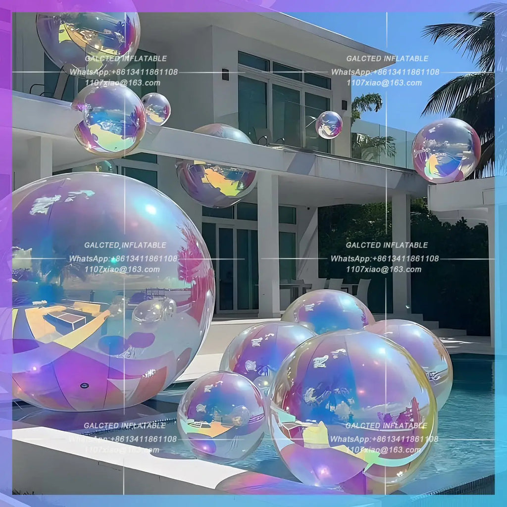 Inflatable Metallic Mirror Spheres Giant ShineBalloons PVC Mirror Ball  Inflatable Christmas Outdoor Decoration Wedding Supplies