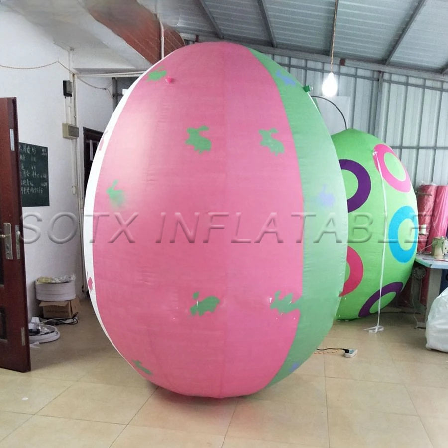 Easter Events Decorations 2.2m Tall Inflatable Easter Egg Decorations Model Inflatable Pink and Green Egg for