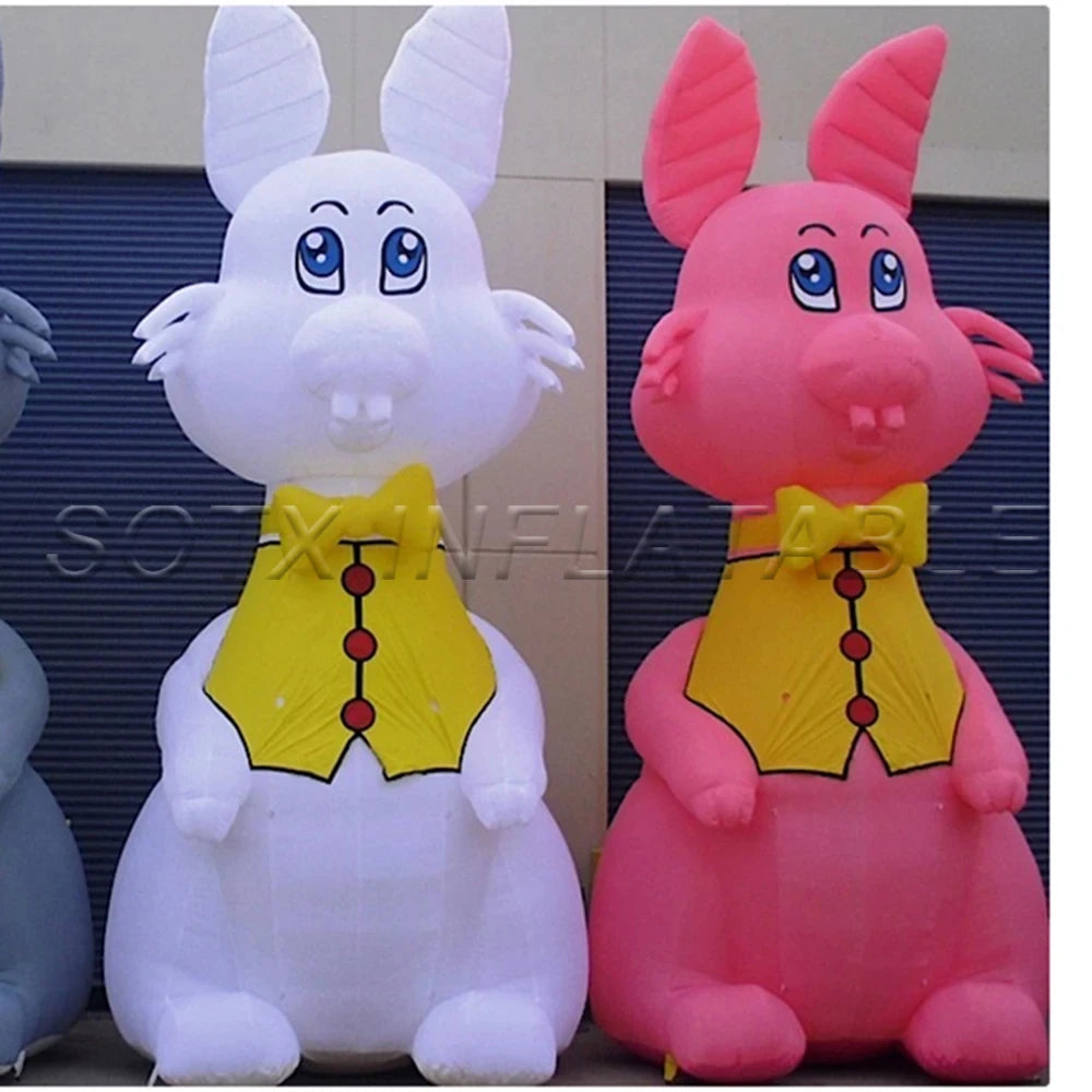 LED For Event Commercial Outdoor Inflatable Easter Bunny Cartoon white/pink inflatable rabbit Advertising Rabbit Balloon with