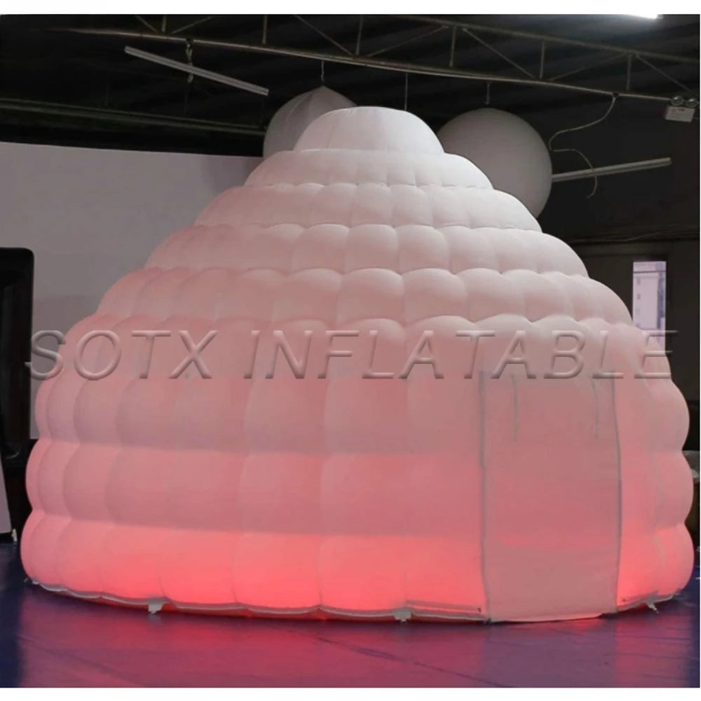 Fair Event Advertising Exquisite 4mdiax3.16mh White Inflatable Dome Igloo Tent With Led Light Luxury Air House For