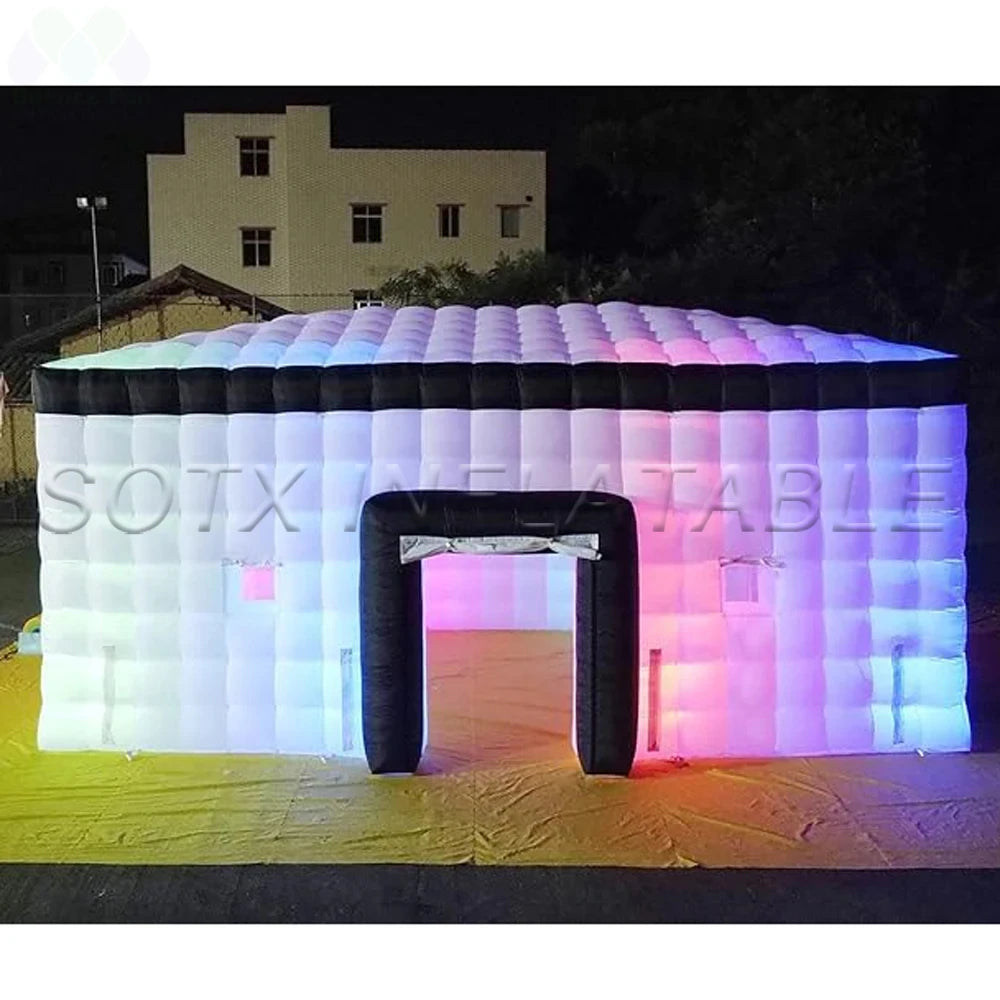 With Led Lights Large White Inflatable Cube Party Tent Inflatable Nightclub Tent Outdoor Wedding Events Air Building House