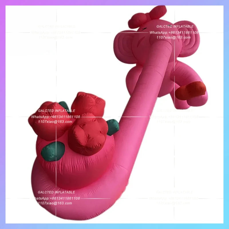flowers long trunk elephant Inflatable elephant air model romantic pink takeclimb wall roof external facade lighting decoration