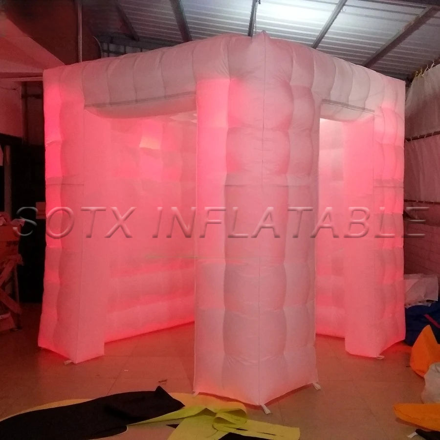 wedding with 2 curtains New Style black interior Square LED Inflatable Photo Booth /Inflatable party booth For
