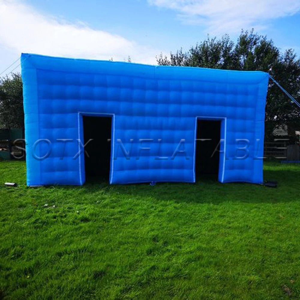 For Event Business/Pr Outdoor Fancy Blue Inflatable Air Cube Tent With 2 Doors Portable Blow Up Party Wedding House With Blower