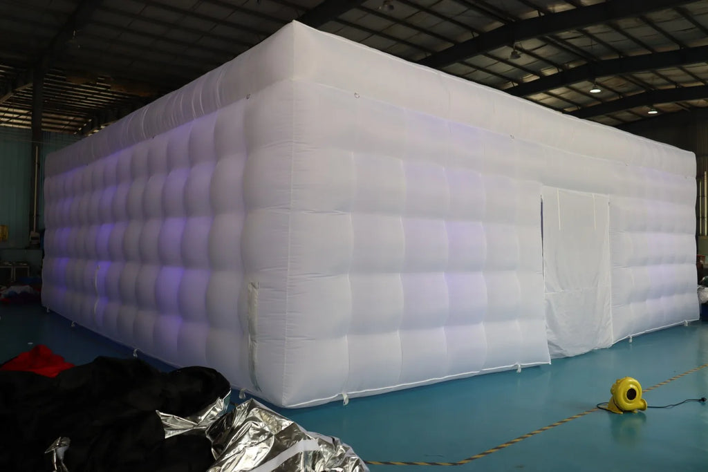 Exhibition Promotion 10x10m Giant Inflatable Lighting Tent Inflatable Marquee Cube Tent with Light for Advertising Event