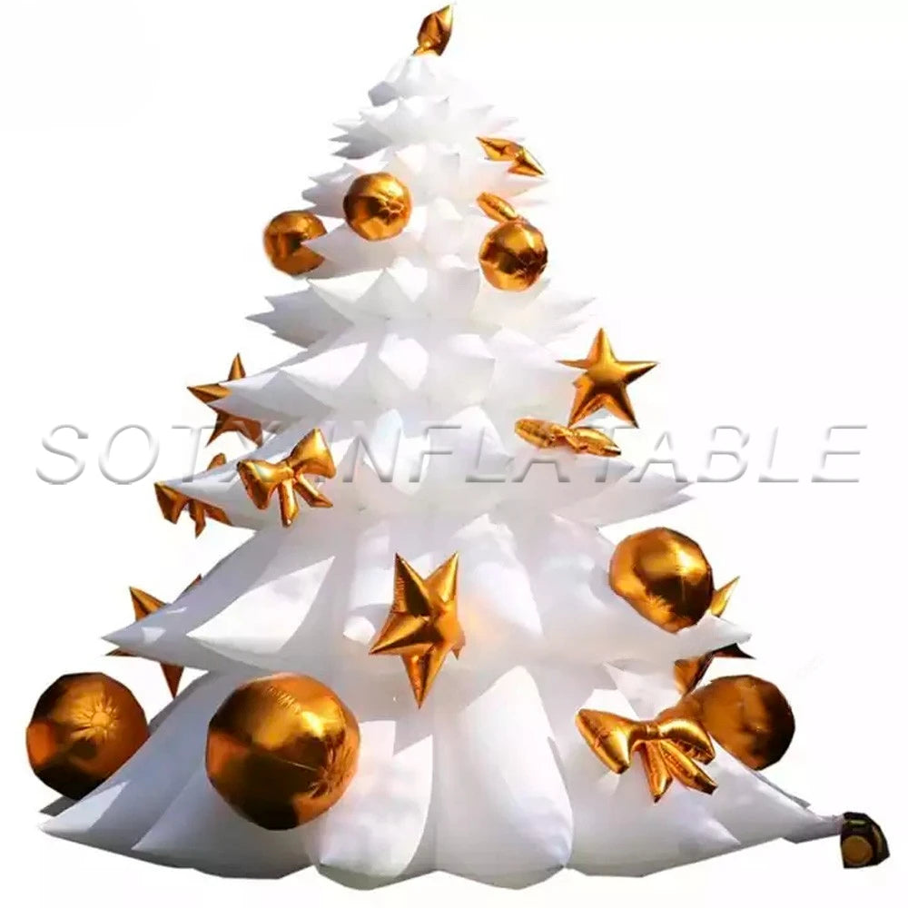 New Year Decoration 30ft Outdoor Giant LED Lighting White Inflatable Christmas Tree Holiday Street Blow UP Toys for Xmas