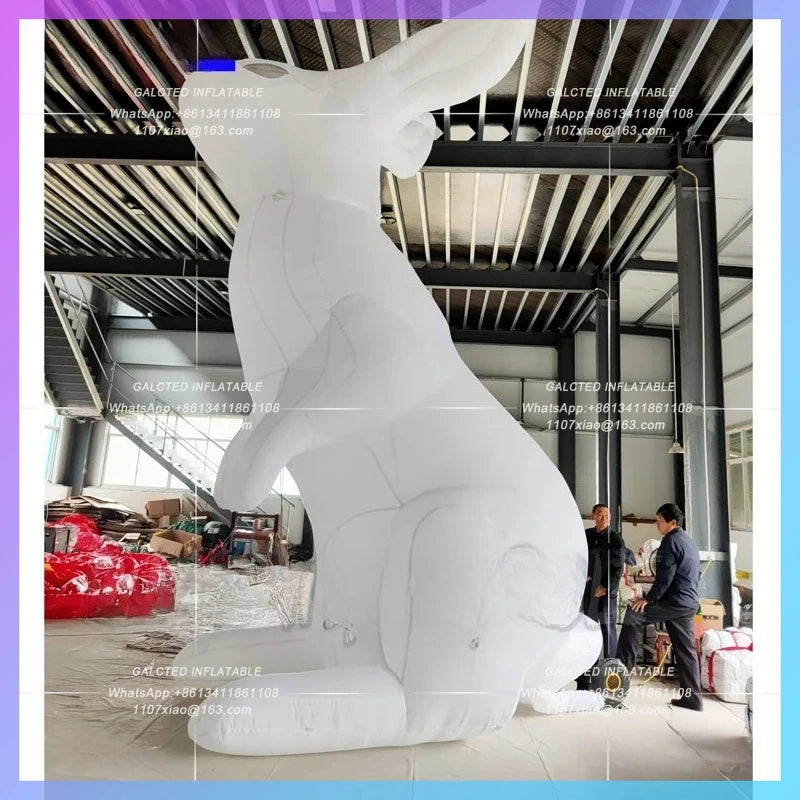 inflatable rabbit balloon,Night displayed giant white inflatable rabbit with LED,inflatable bunny rabbit for Easter decoration