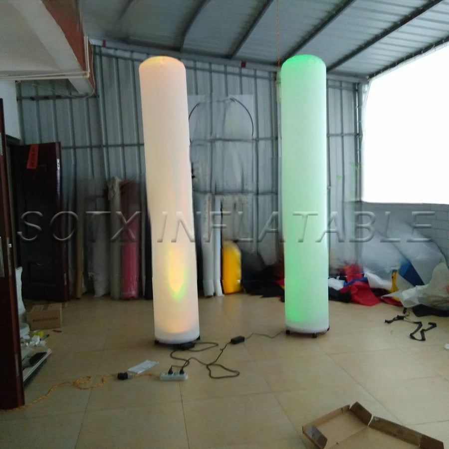 Club Decoration Factory Directly 2.4 m H Bright Inflatable Cone,lighting pillars with wheeled base blower for Night