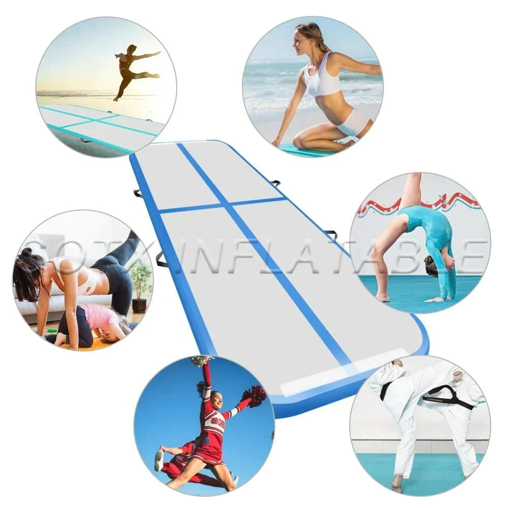Yoga Training Floor 2024 Hot Sale Custom Logo Inflatable Air Track With Electric Pump Gymnastics Tumbling Air Mat Indoor Outdoor