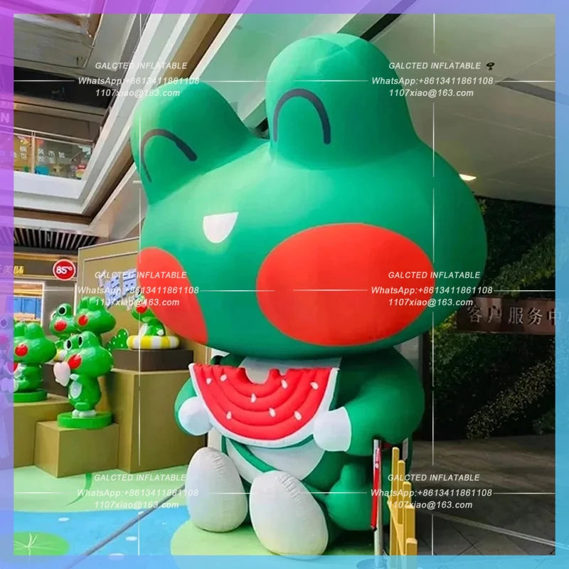 summer theme custom Inflatable watermelon frog air model IP Camping Farm Bazaar bar stage interactive lighting props