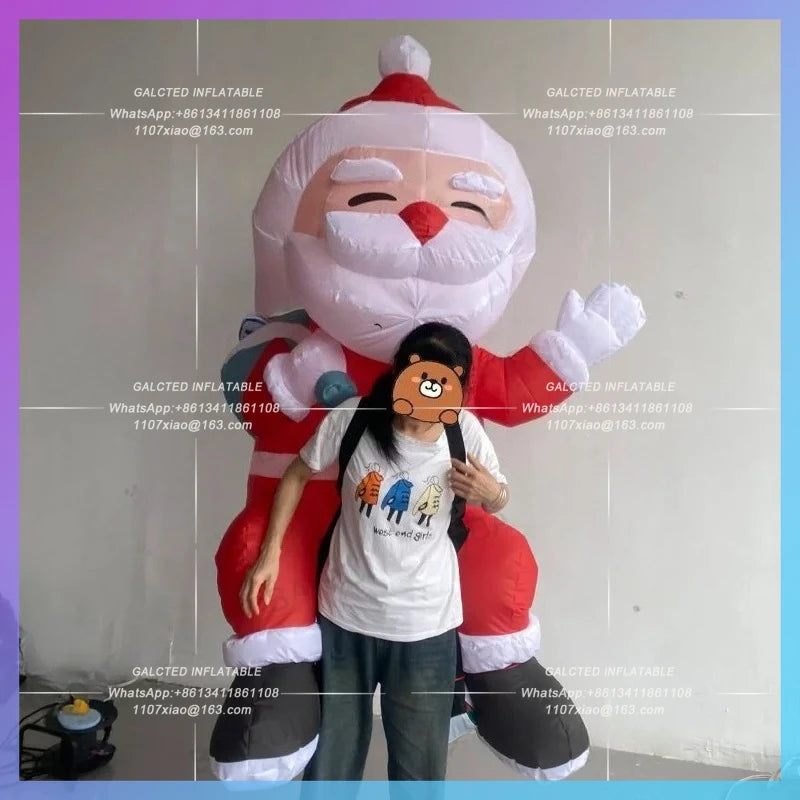 christmas festive decoration new year Walking move inflatable santa claus backpack old man parade cartoon man
